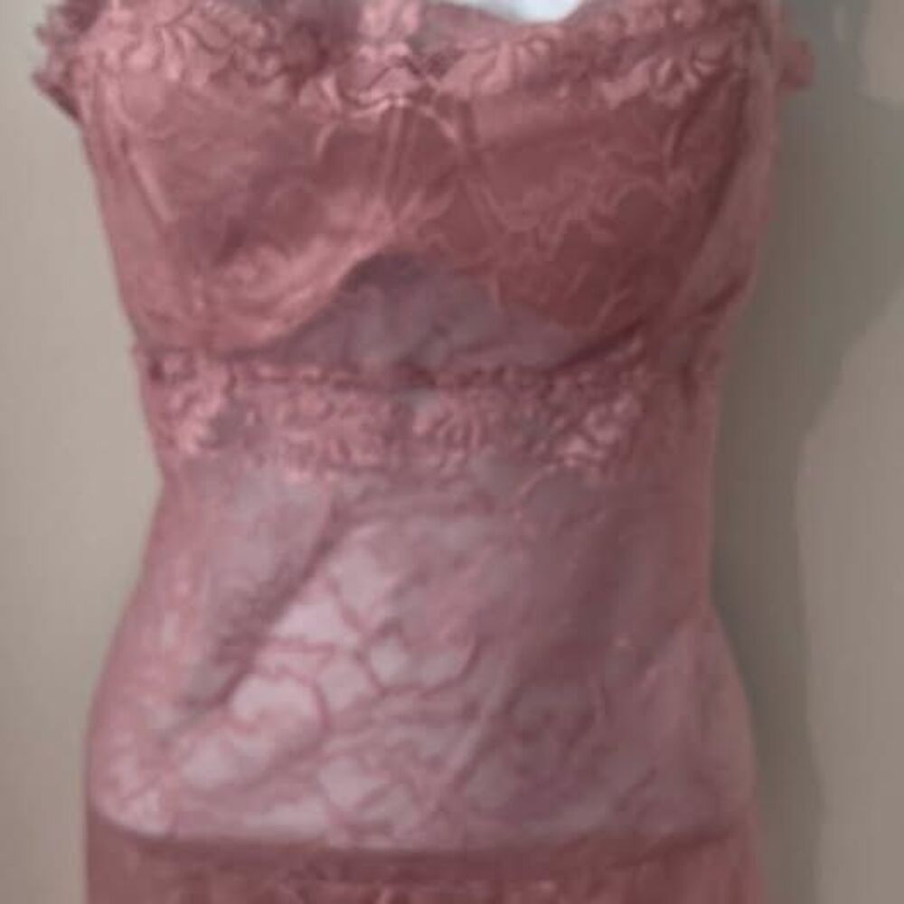 Vtg Y2K Delicates Dusty Rose Pink Lace Underwire Fairycore Slip Dress Sz XL